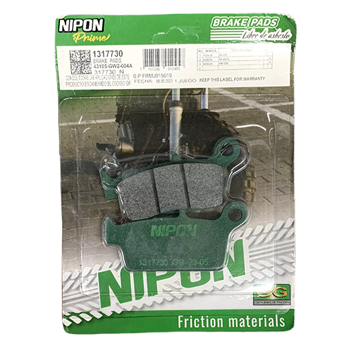 SET DE PASTILLAS XR250 NIPON