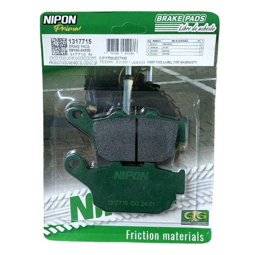 SET DE PASTILLAS XF650 NIPON