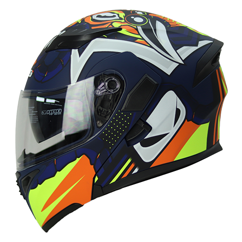 [HRO-3400SDV-HANUKI_AZMNARS] CASCO AZUL M/NARANJA HANUKI HRO 3400 S