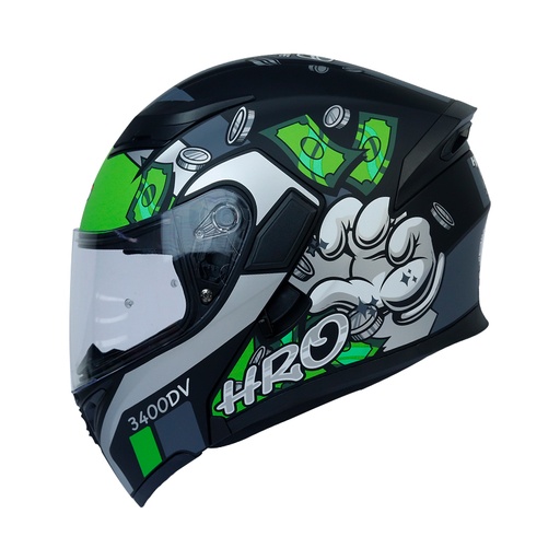 [HRO-3400SDV-MONEY _NMGRS] CASCO NEGRO M/GRIS MONEY HRO 3400 S